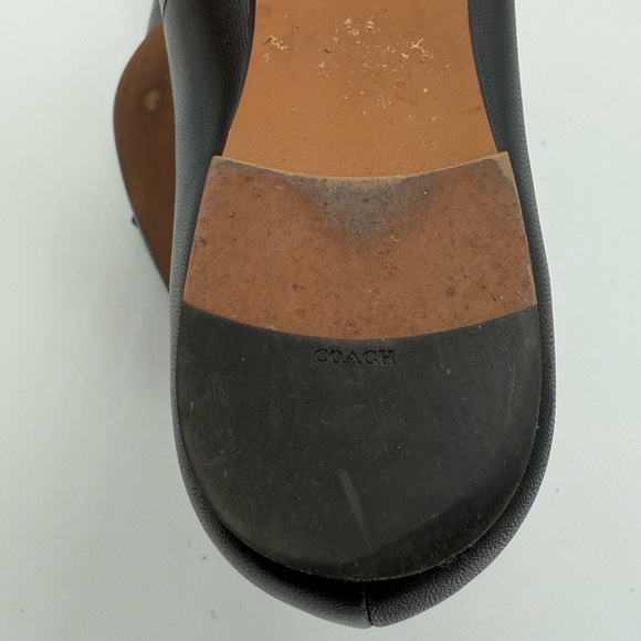 Coach‎ Black Leather Pointed Toe Flats Red Black Flower Appliqué Shoes - Picture 8 of 9